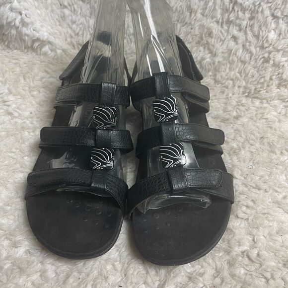 Vionic Black reptile print Open Toe Adjustable Straps Orthaheel Sandals size 10 - Picture 1 of 8